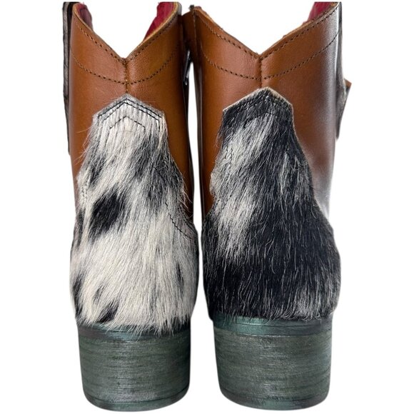 Alcala's Johnny Women Black Silver Cow Hair-On-Hide Leather Cowboy Boots Size 6 - Picture 4 of 14